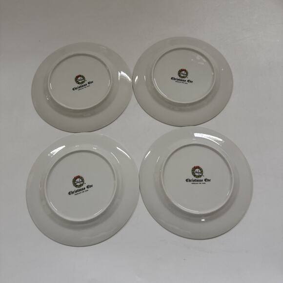 Vintage Salem Christmas Eve Christmas Tree Salad Plate Porcelain 4pc SET Holiday - Picture 3 of 10